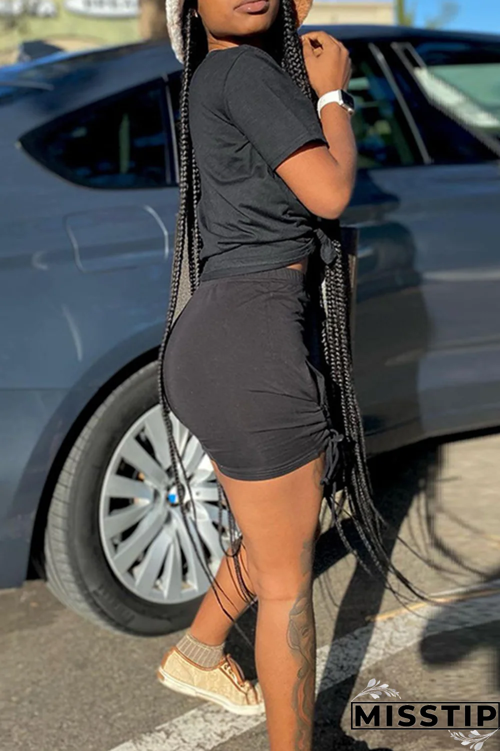 Red Casual Street Lips Printed Patchwork Letter O Neck T-Shirts