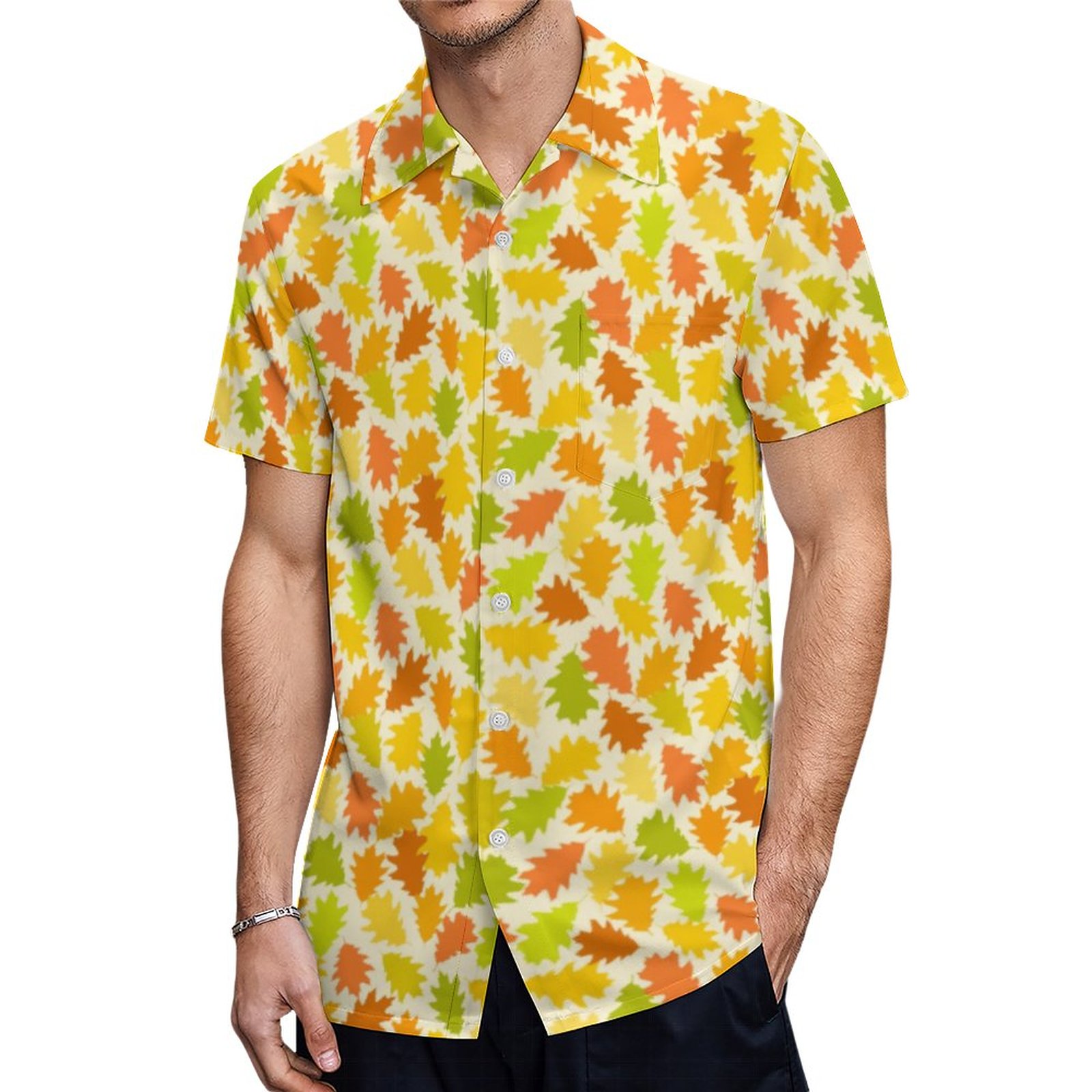 Oak Tree Autumn Leaves Womens Wallet Hawaiian Shirt Mens Button Down Plus Size Tropical Hawaii Beach Shirts