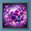 Fleur de papillon violet-plein diamant rond peinture-30 * 30cm
