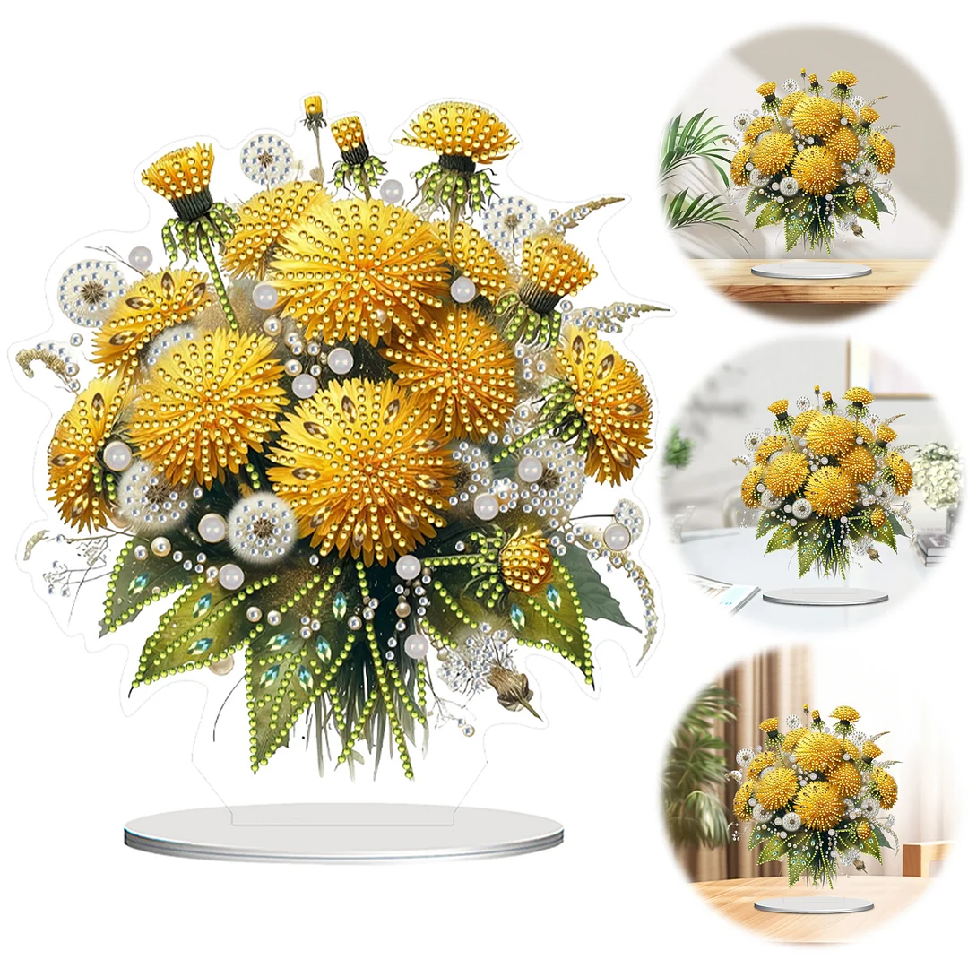 2D Flat Dandelion DIY Desktop Diamond Art Kits Bedroom Table Decoration