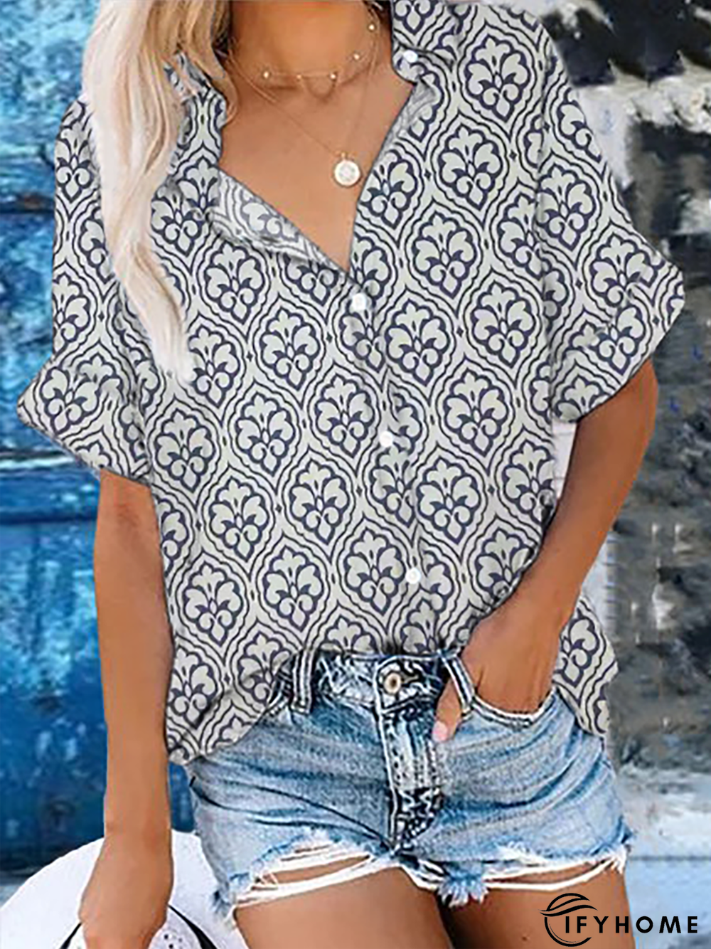 Plus size Hippie Short Sleeve Casual Blouse | IFYHOME