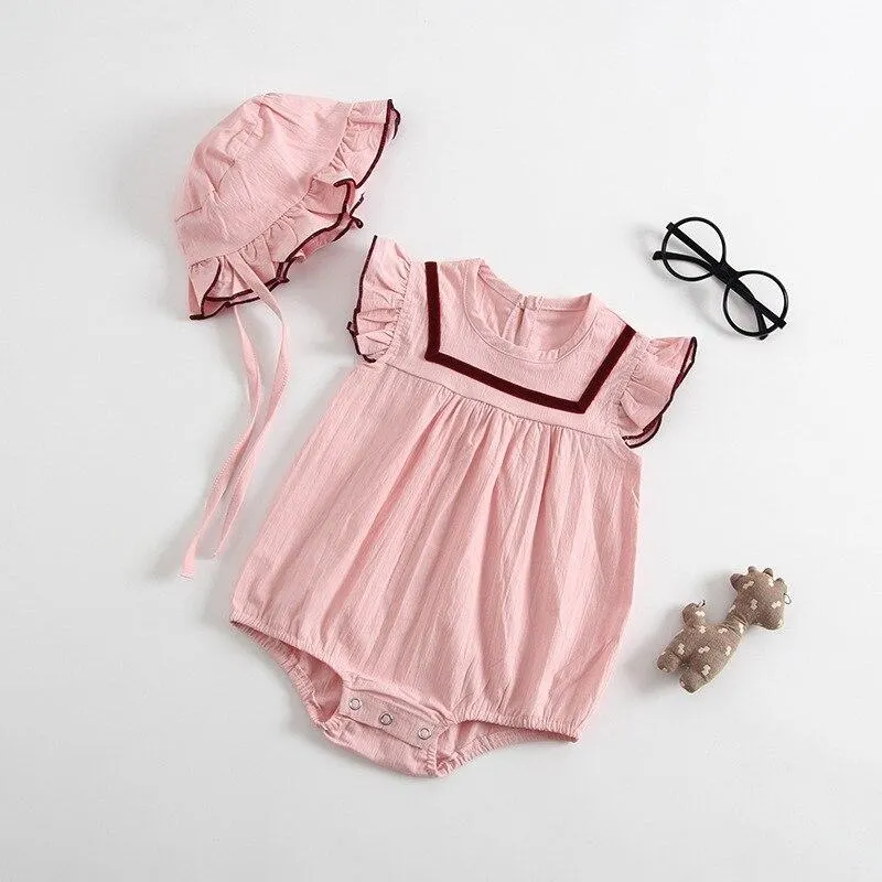 New 2021 Baby Girls Clothing Fashion Lapel Short Sleeves Rompers Summer Stars Printing Infant Clothes Baby Girls Rompers