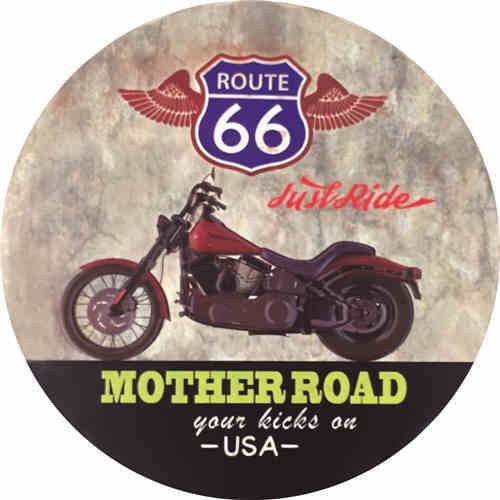 30*30cm - Route 66 Mother Road - Round Tin Signs/Wooden Signs