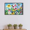 Fleurs Papillon-Perce Ronde Peinture Diamant-60 * 40CM (Grande Taille)