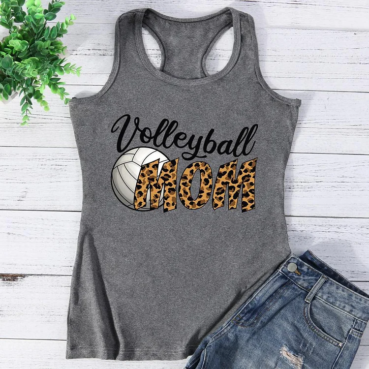 Volleyball Mom Leopard Vest Top-Annaletters