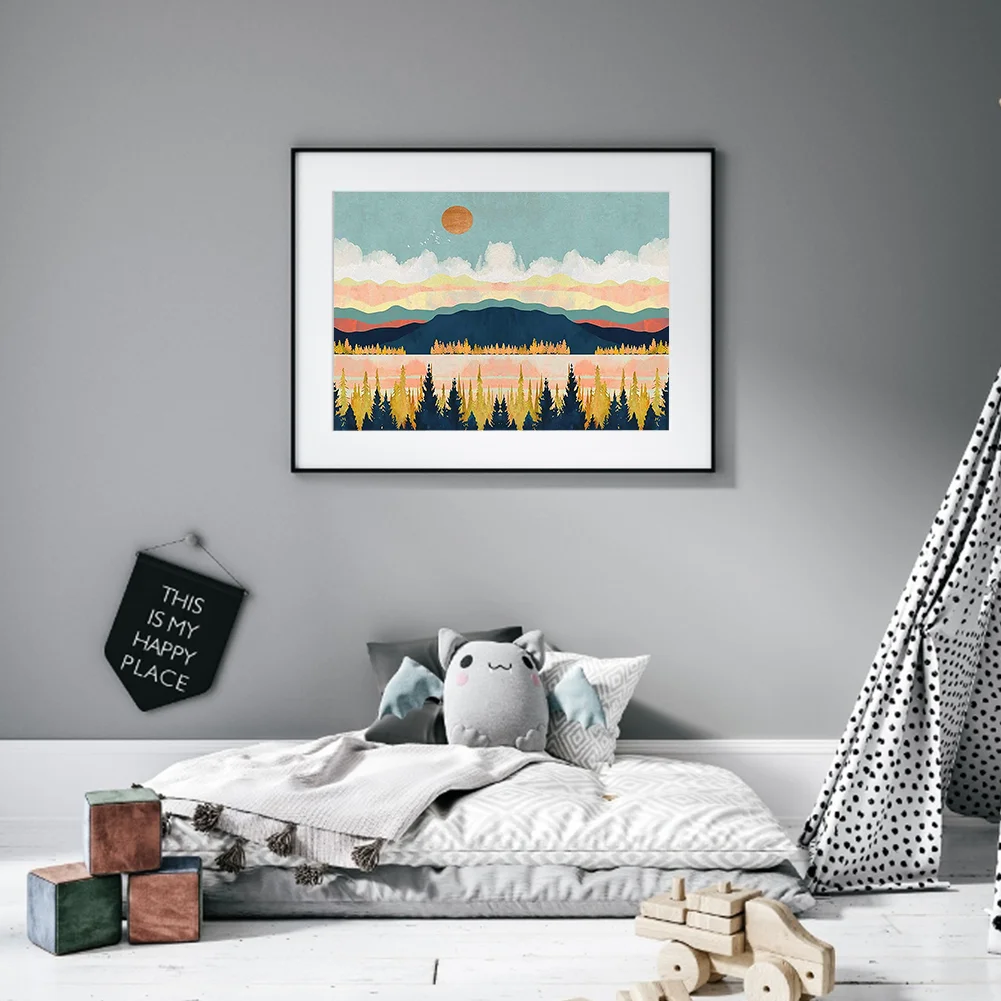 DIY Stamped Cross Stitch 11CT Full Embroidery 40*50cm - Sunset Over Distant Mountains