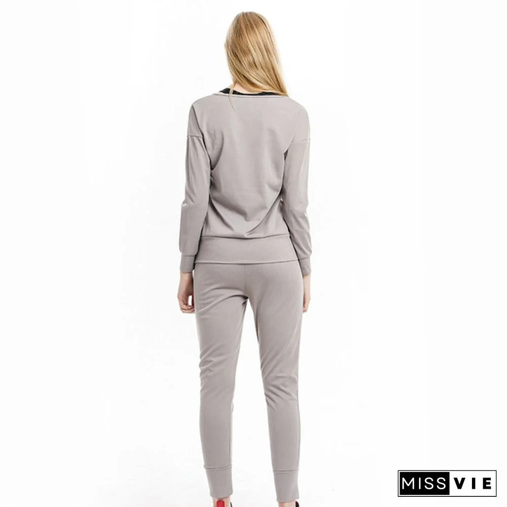 Women's Fashion Casual Two-piece Round Neck Pit Sports Suit