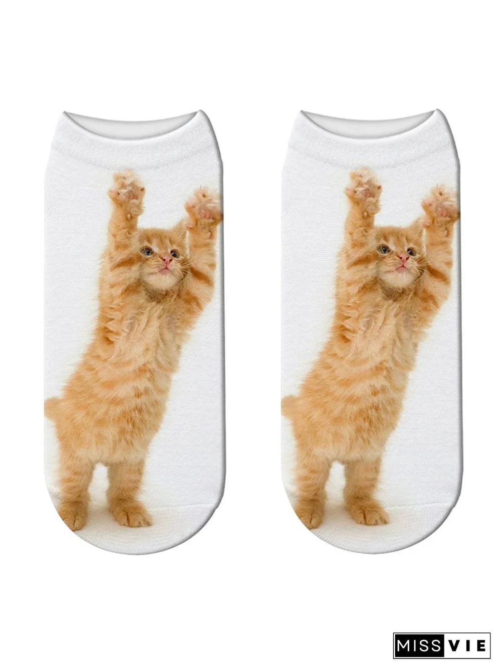 Cotton Knit Cat Pattern Socks