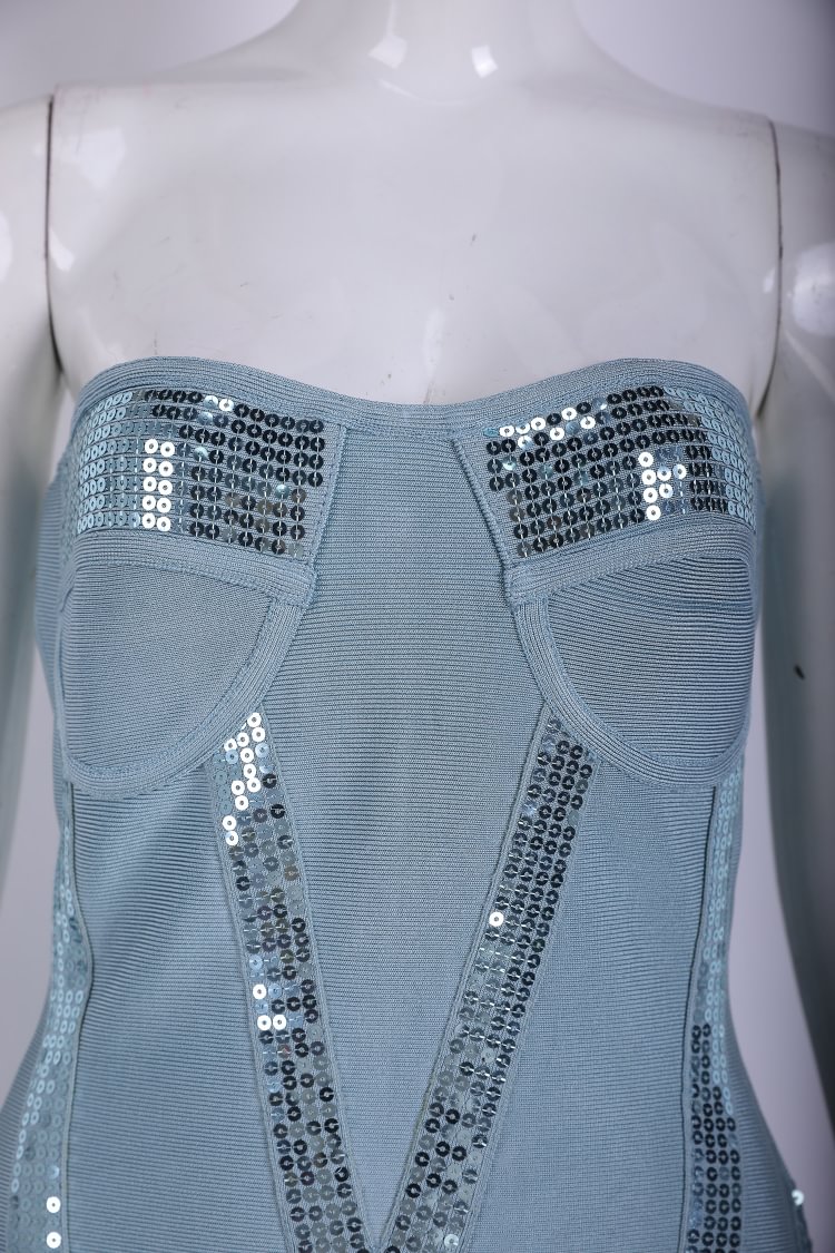 Sequined Off Shoulder Mini Bandage Dress Size L