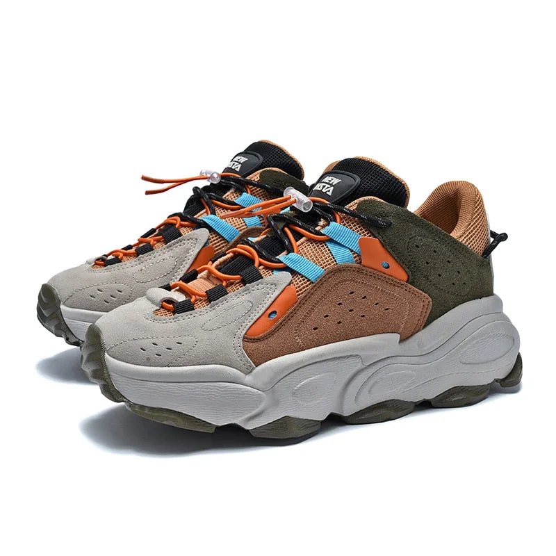 New High Quality Men Sneakers Women Thick Bottom Running Shoes Unisex Leather Sports Shoes Comfortable Waterproof Walking Shoes