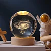 3D Galaxy Crystal Ball Children Night Light with Color LED Light Base Decoration Creative Gift Christmas Birthday Classmate Luminous Crystal Ball