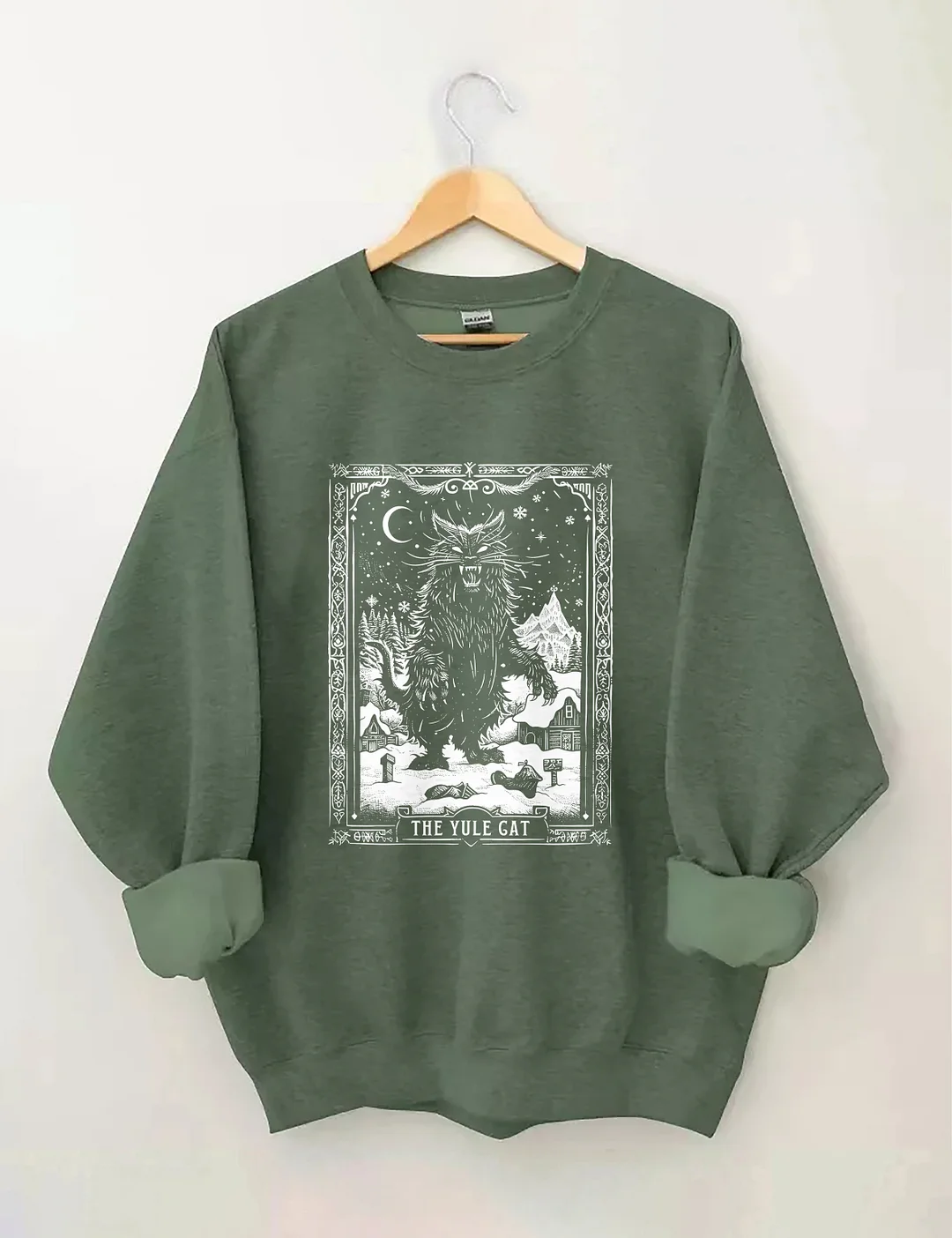 The Yule Cat Tarot Card Goth Christmas Sweatshirt