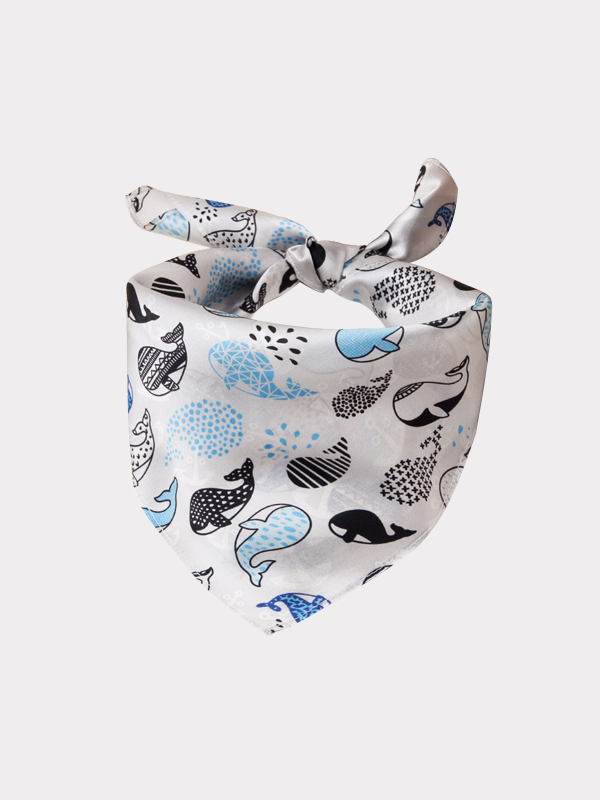 Foulard en soie motif dauphin pour enfant-Soieplus