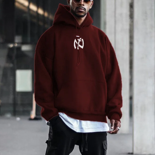 Men's Modern Casual Printed Color Long Sleeve Hoodie