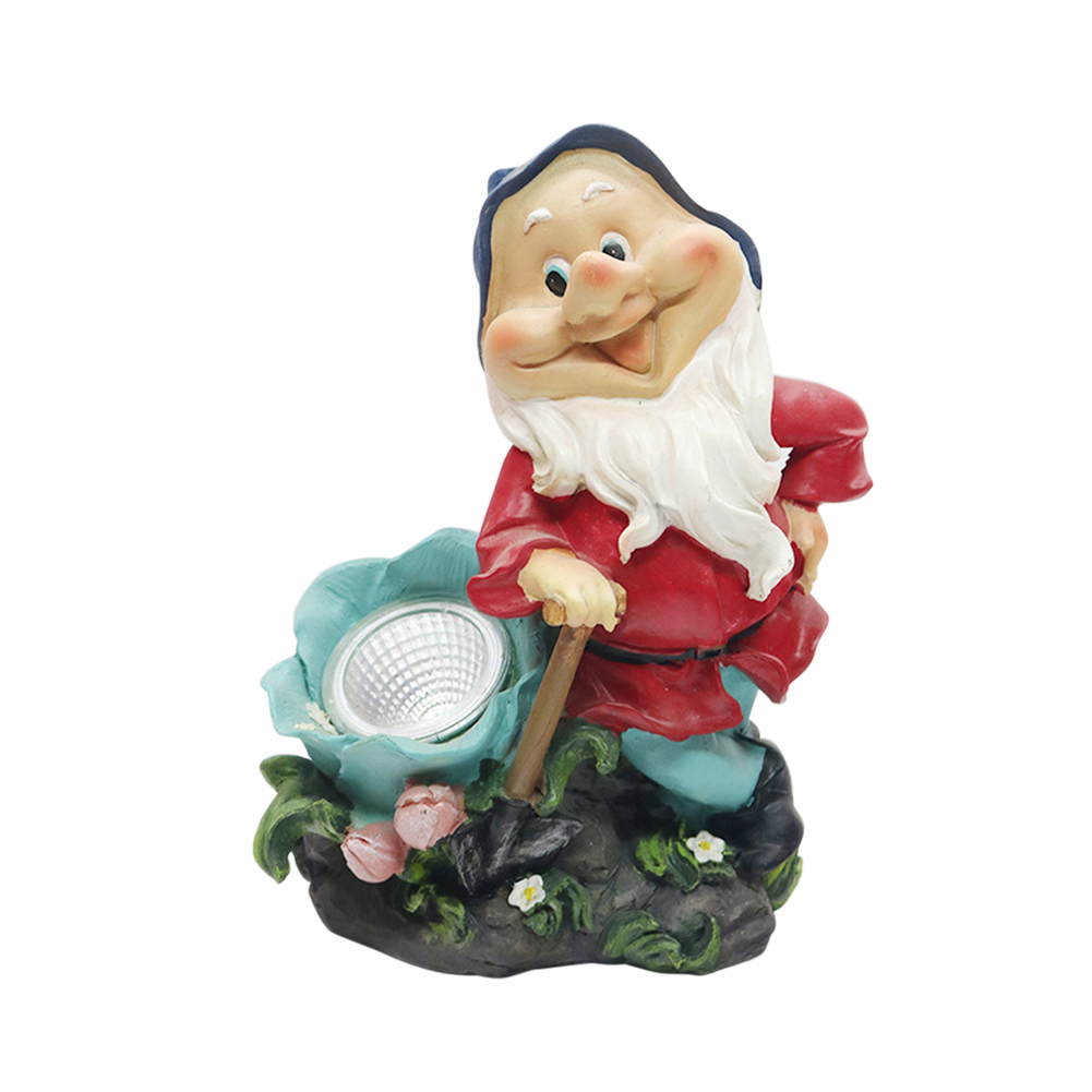 

Solar Gnome Dwarf Statue Light Resin Garden Outdoor Home Desktop Sculpture, 501 Original