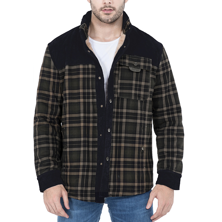 Men's  Winter Plaid Sherpa Lined Jacket