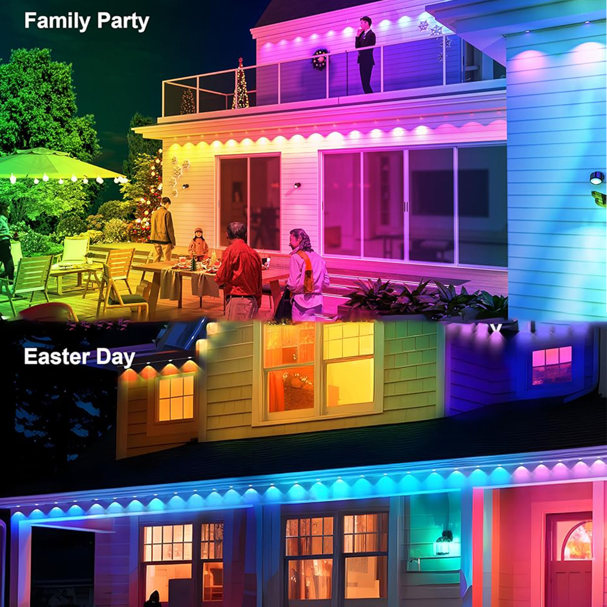 Tegooe Smart RGBIC Permanent Outdoor String Lights IP65 Rated