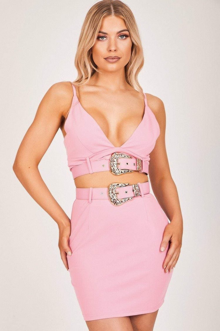 Pink Western Buckle Triangle Bralette Katch Me