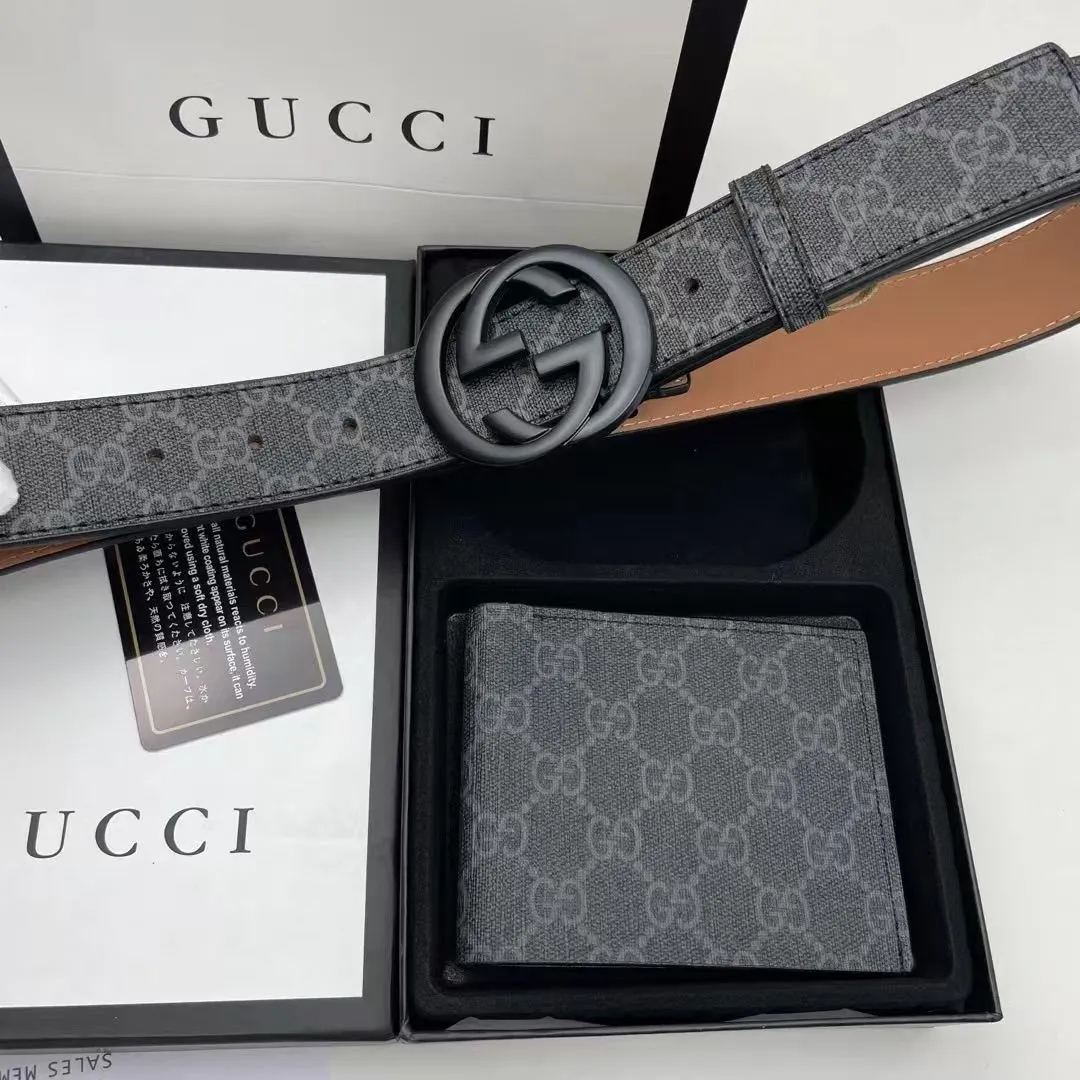 Men's High-End New Leather Belt Fashion Casual Business Versatile Wallet Gift Box Set New Year Gift