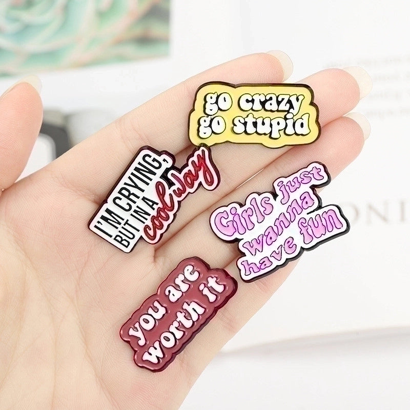 Modern Style Letter Alloy Stamping Stoving Varnish Plating Unisex Brooches