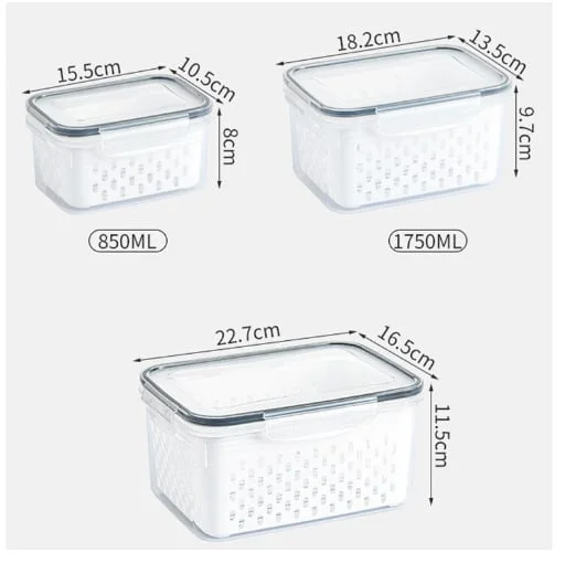 💖Last Day Sale 49% OFF🔥Household transparent plastic food storage box-Including drain basket💧