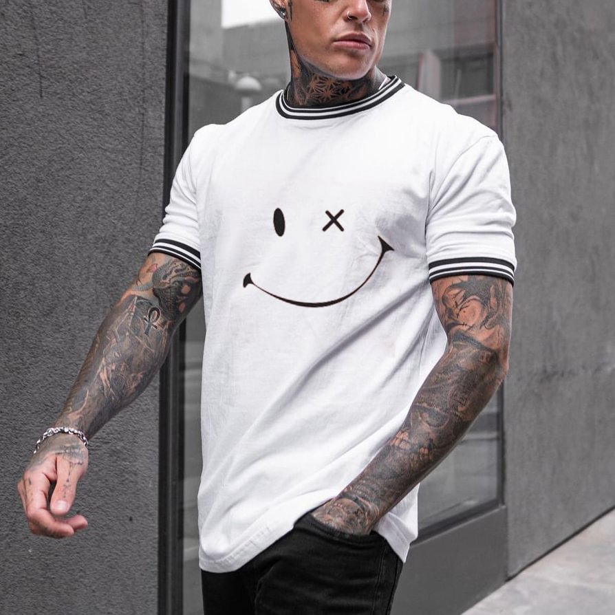 Smiley Print Short-sleeved T-shirt