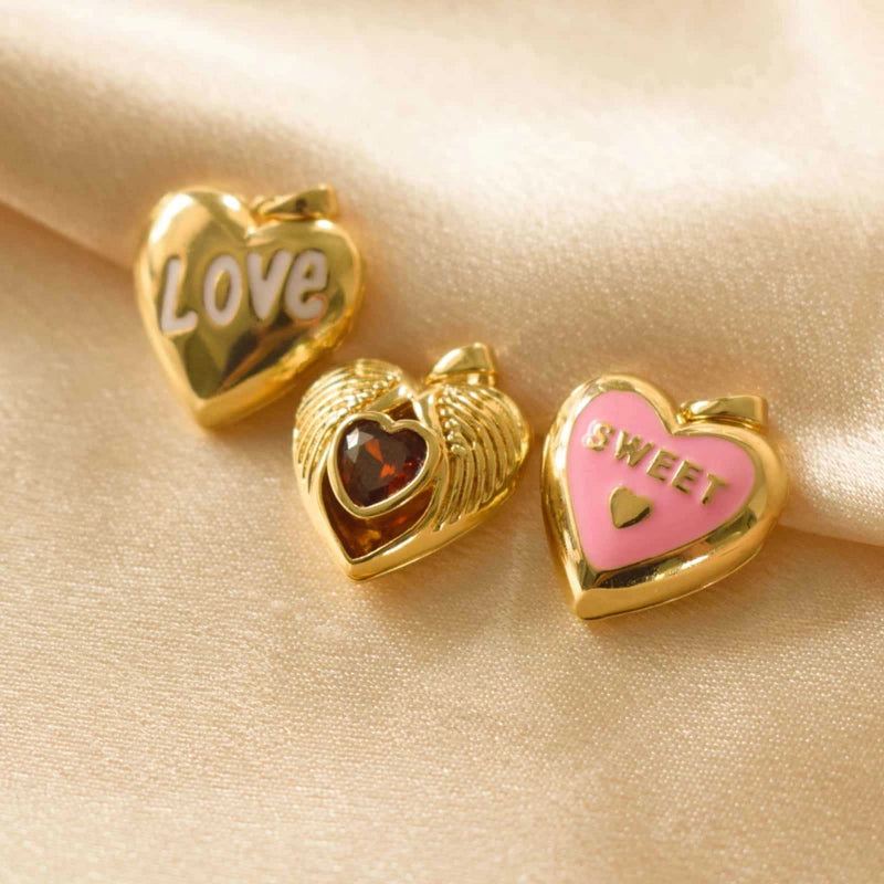 1 Piece 19 * 19mm Copper Zircon Heart Shape Jewelry Accessories Pendant