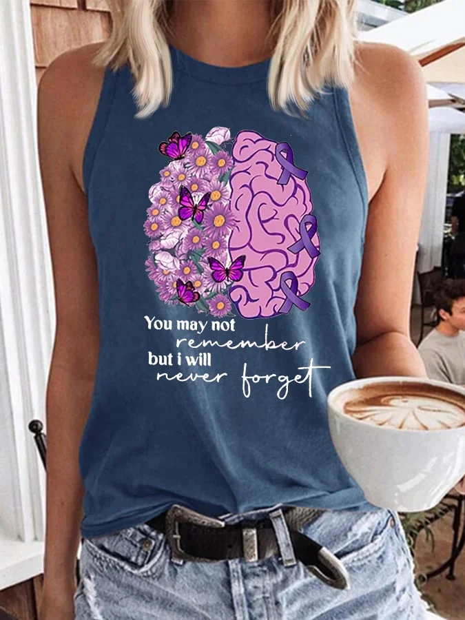 Women's I Will Remember For You Alzheimer's Awareness Alzheimer's Support Floral Print Vest socialshop