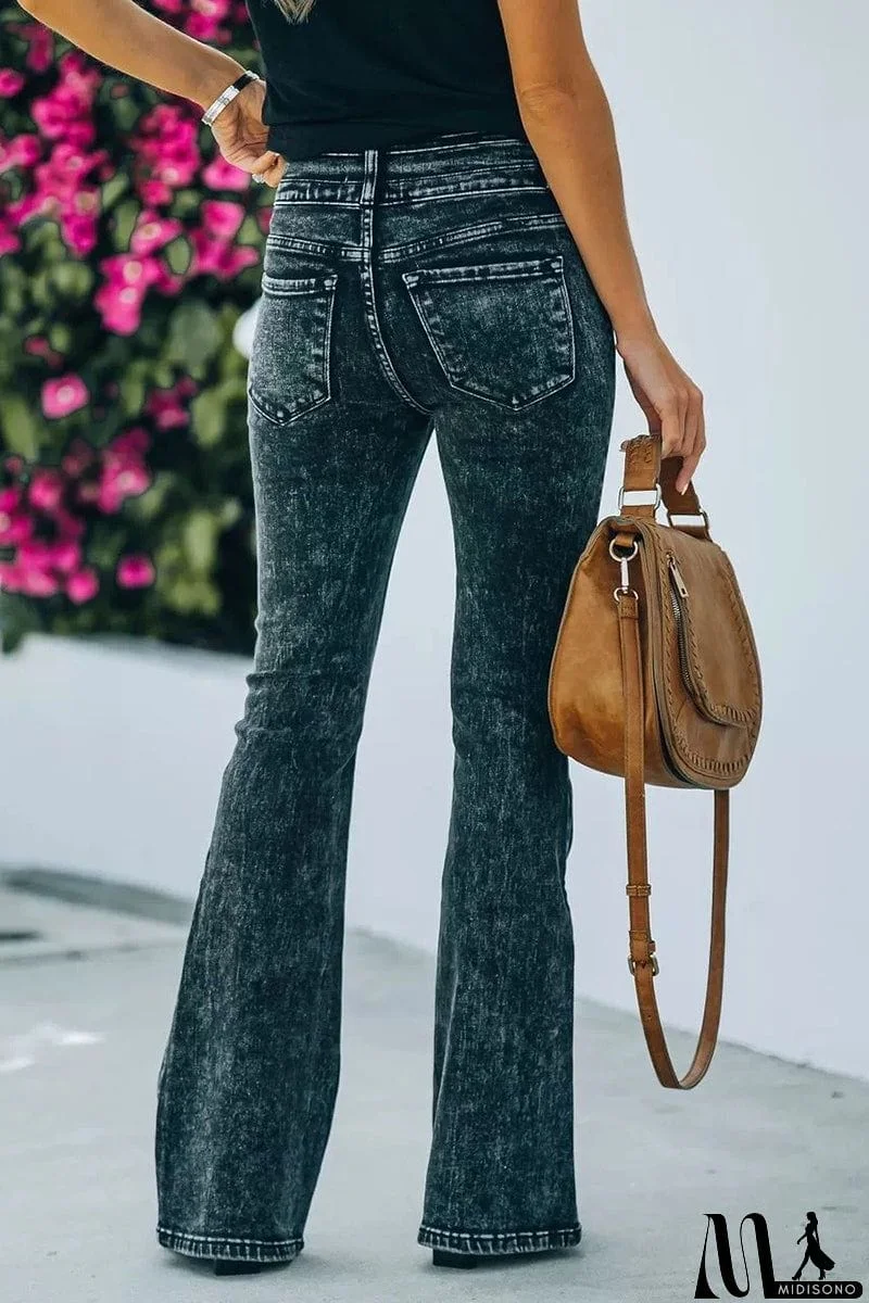 MidiSono - Veera High Rise Acid Wash Flare Denim