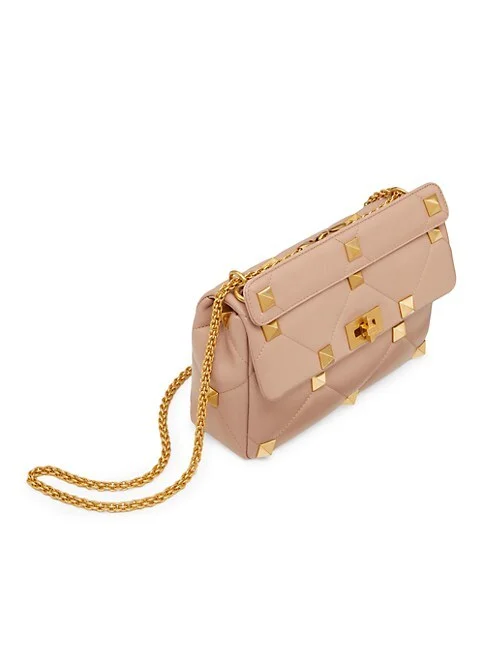 Valentino Garavani Large Roman Stud The Shoulder Bag in Nappa With Chain
