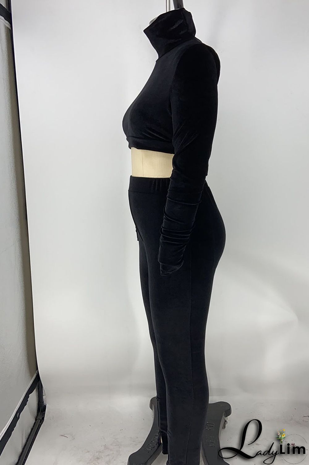 Red Sexy Solid Patchwork Turtleneck Long Sleeve Two Pieces