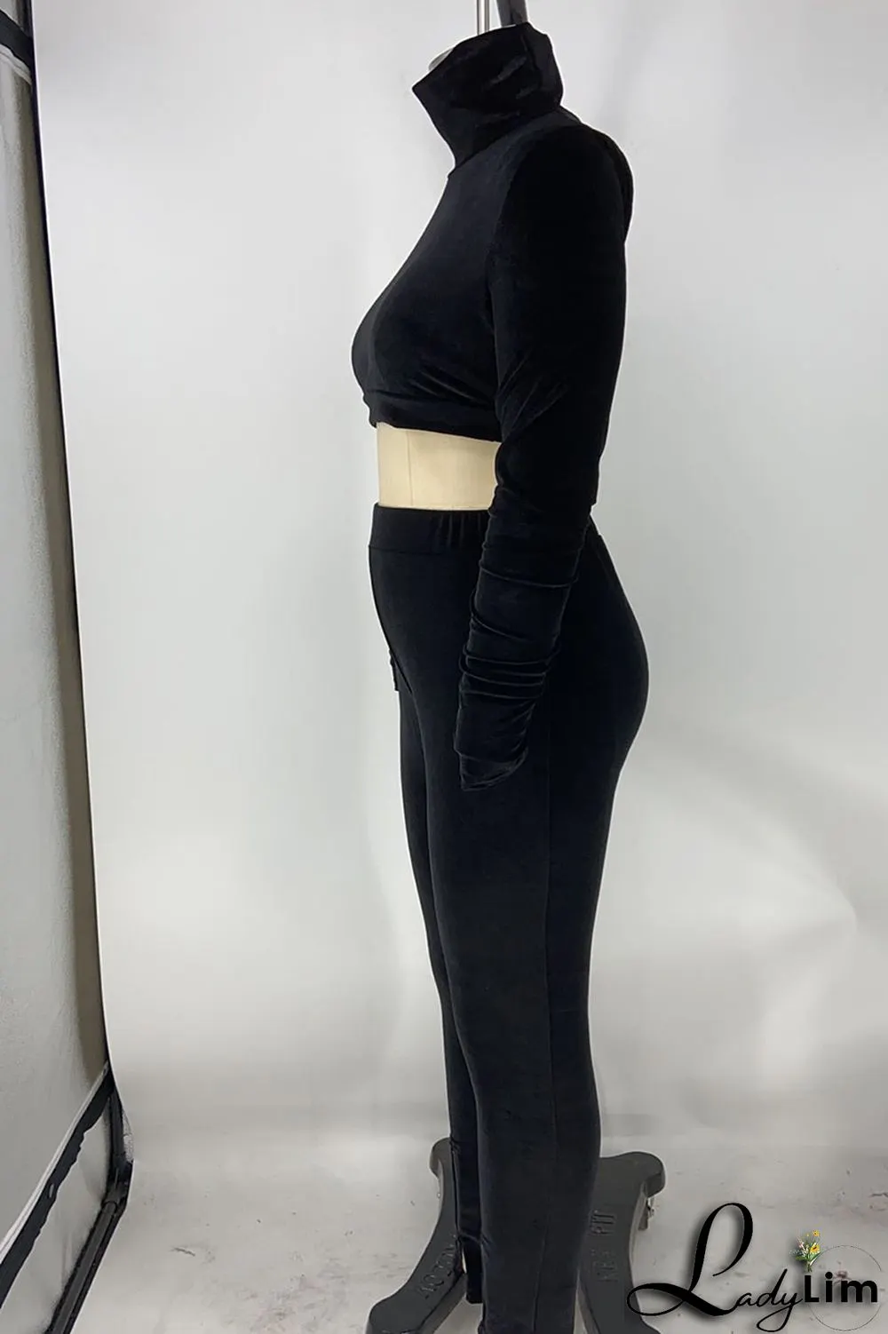 Red Sexy Solid Patchwork Turtleneck Long Sleeve Two Pieces