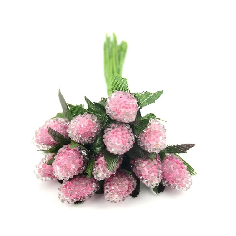 12pcs Artificial Fruit Stamen Glass Berries For Wedding Christmas Decoration Simulation Fake Strawberry DIY Scrapbooking Crafts