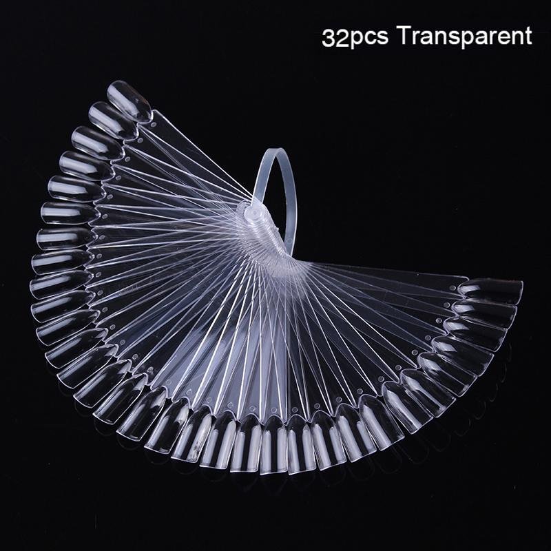 1Set False Nail Tips Fan Nature Nail Art Round Full Cover Display Practice Tools Fake Nails Manicure Acrylic UV Gel Polish