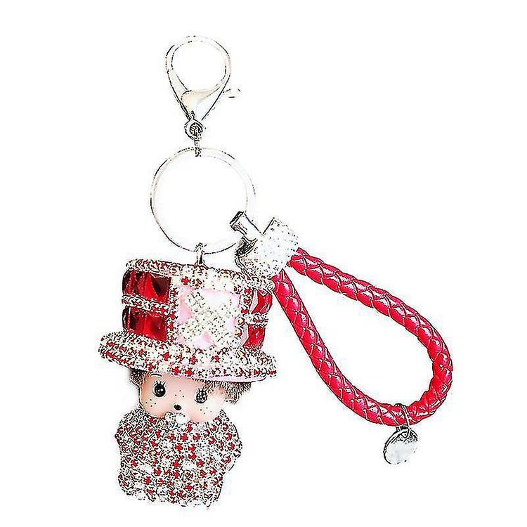 Cartoon-style Diamond Kt Cat Keychain Key Ring Female Catch Crane Machine Bag Key Chain Pendant