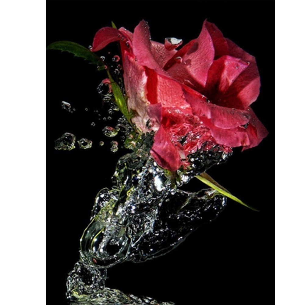 

30*40CM - Round Drill Diamond Painting - Red Rose, 501 Original