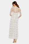 Embroidered Long Sleeve Ruffled Tiered Dress