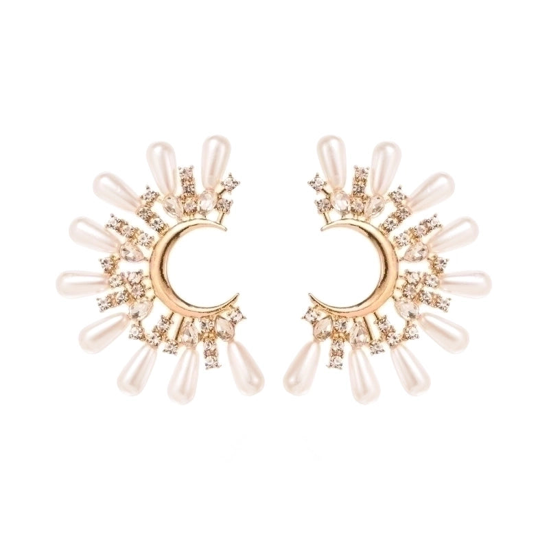 1 Pair Fashion C Shape Inlay 304 Stainless Steel Pearl Zircon Ear Studs