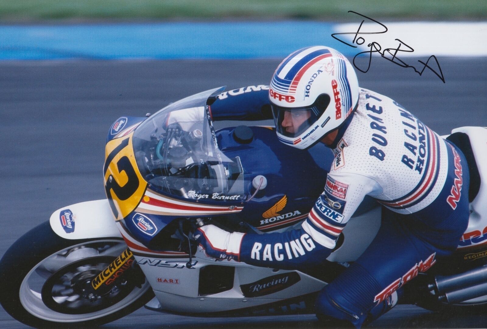 Roger Burnett Hand Signed Photo Poster painting 12x8 Rothmans Honda MotoGP 7.