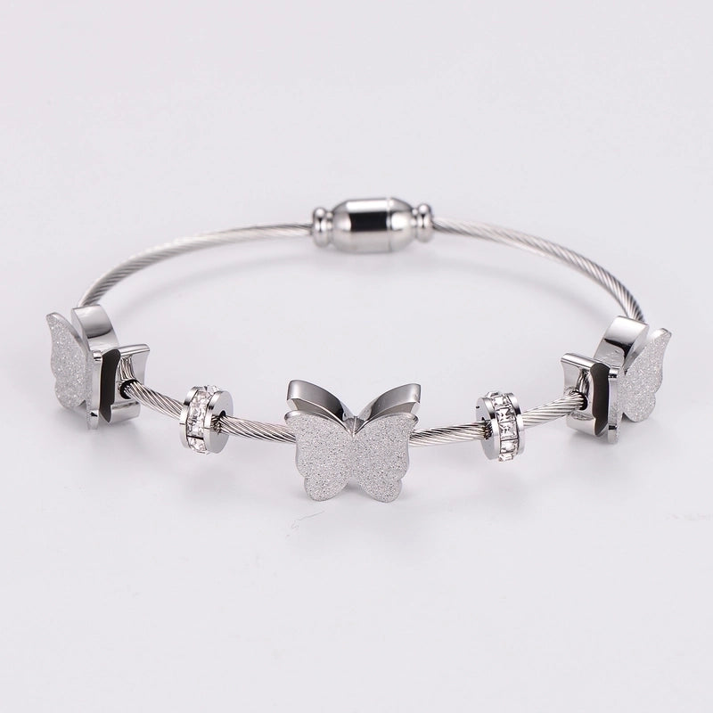10 Pieces 304 Stainless Steel 18K Gold Plated Rose Gold Plated Elegant Cute Plating Butterfly Bangle
