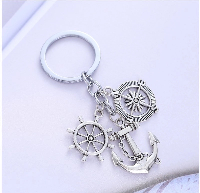 Compass Chain Rudder Anchor Fashion Alloy Keychain