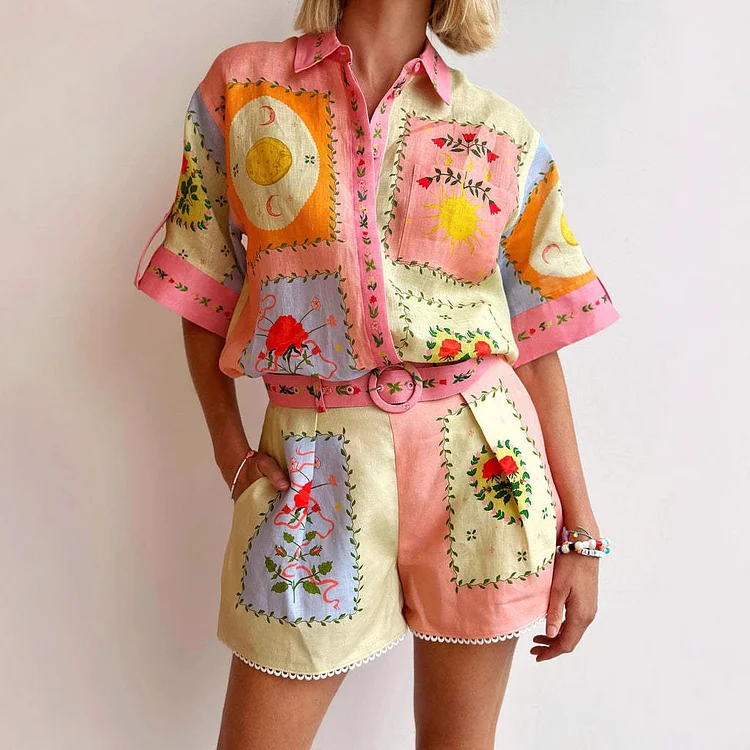 Casual Printed Shirt and Shorts
