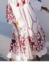 Loosen Boho Tribal Geometric Floral V Neck Raglan Sleeve Long sleeve Woven Dress