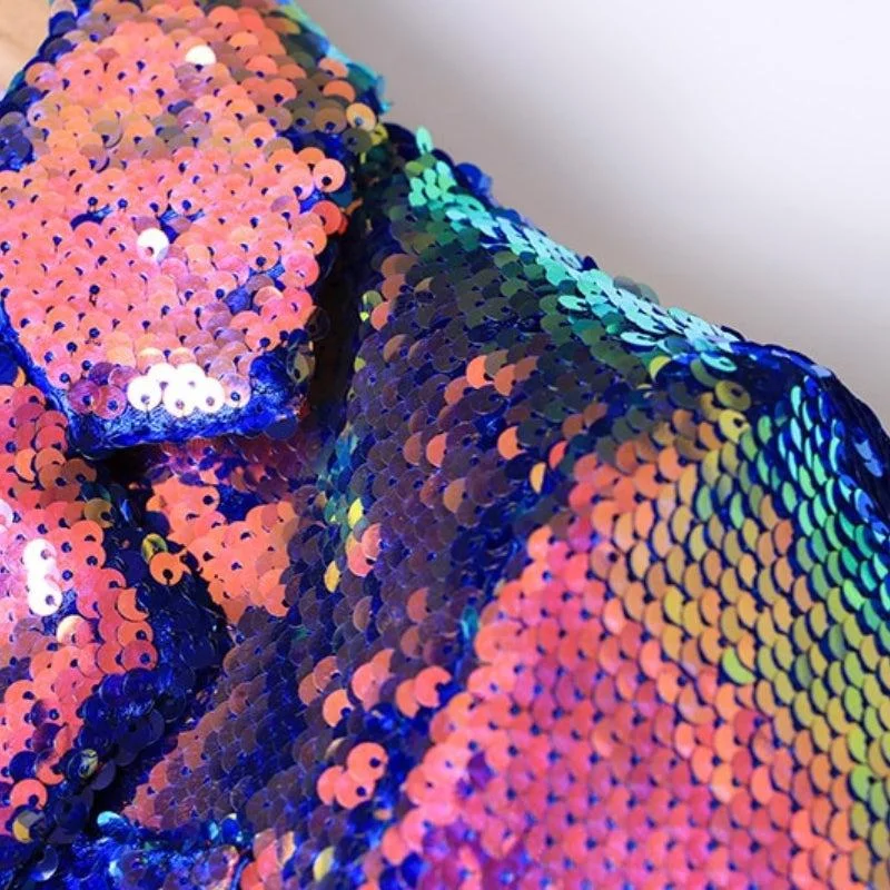 Brownm Sequin Long Blazer