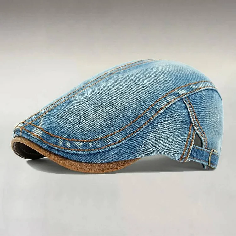 Men's Retro Denim Washed Adjustable Beret