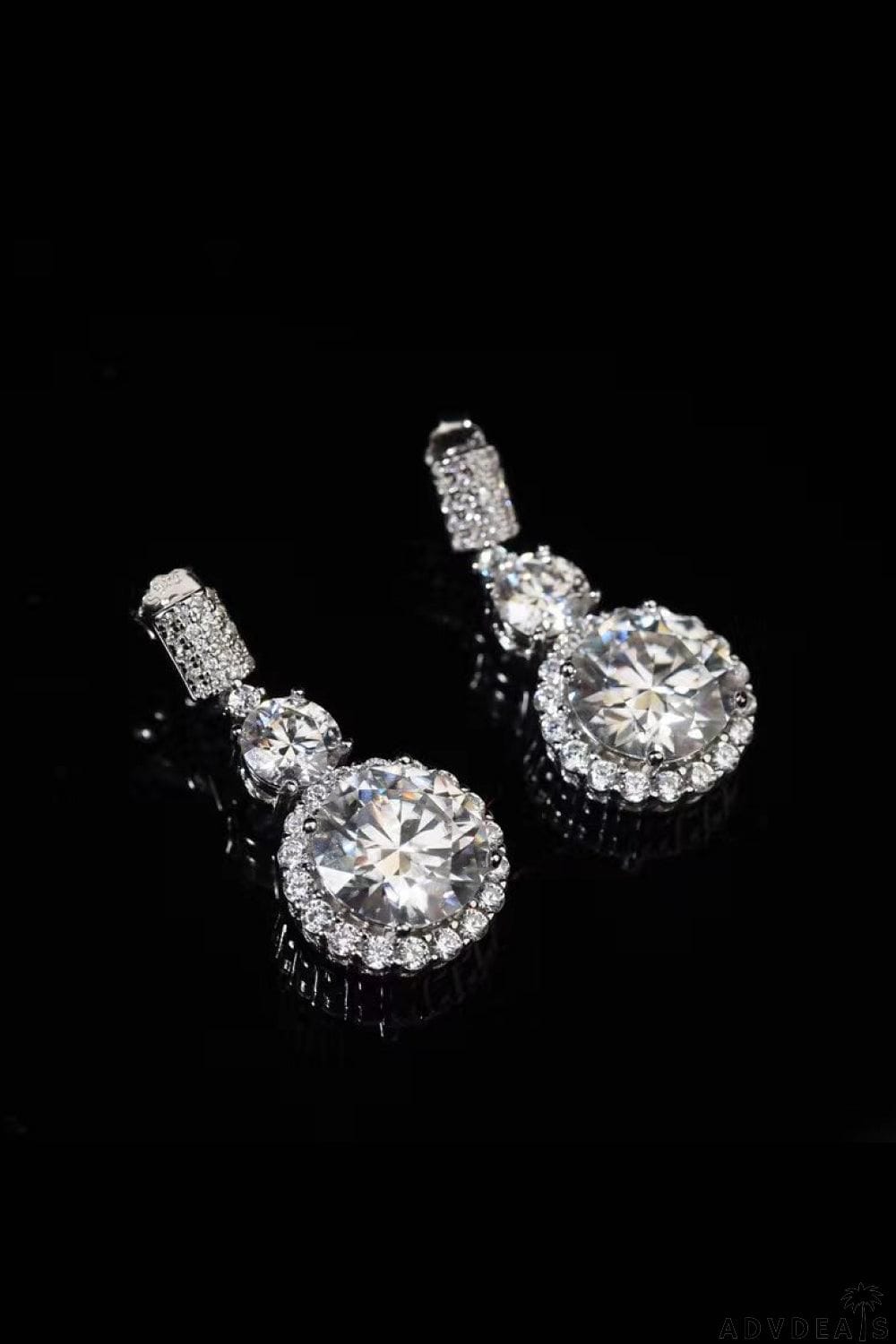 12 Carat Moissanite Platinum-Plated Drop Earrings