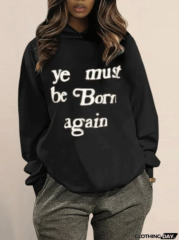 Women's Hoodies Letter Print Long Sleeve Pullover Hoodie