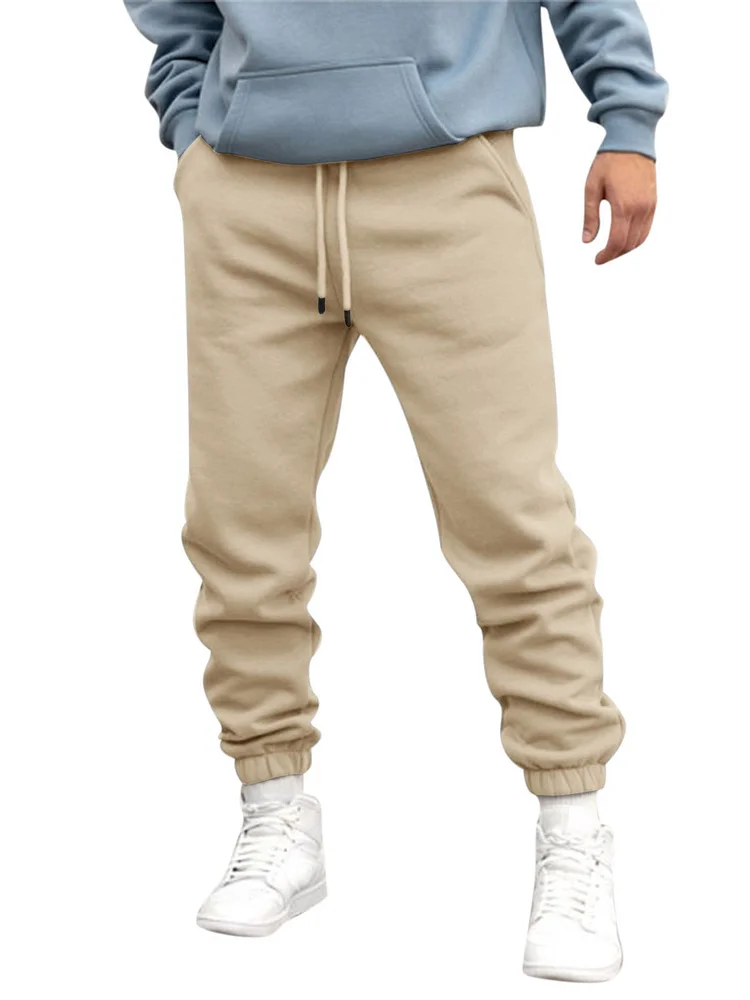 Men's And Women's Solid Color Loose Sweatpants Plus Velvet Sweatpants Trousers