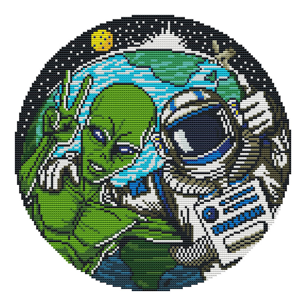 

Aliens Astronaut - 11CT Stamped Cross Stitch - 36*36CM, 501 Original