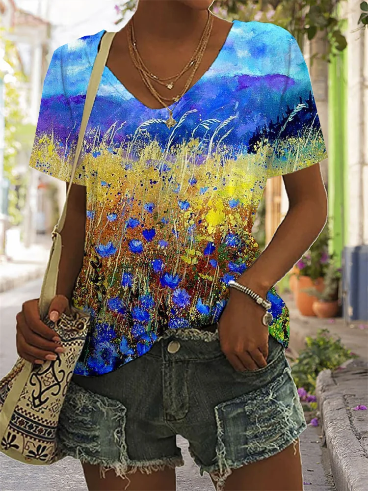 Blue Cornflowers Art Print Short Sleeve T Shirt
